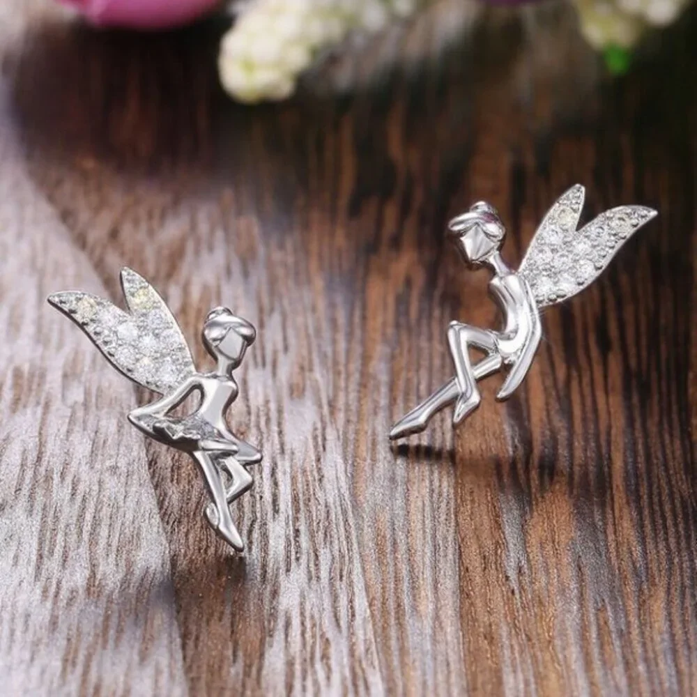 Beautiful 925 Silver White Sapphire Fairy Studs